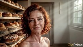 granny sucks neighbor’s cock and takes it in her pussy in the kitchen [ai]