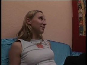 Horny blonde fucks her pierced cunt with a massive dildo