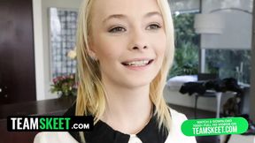 Teamskeet - Super Tiny Blonde Isn&#039;t Afraid To Shove Big Fat Cock Deep Down In Her Throat