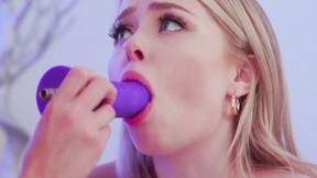 Blonde teen Haley Spades rubbed by lesbian Kenna James