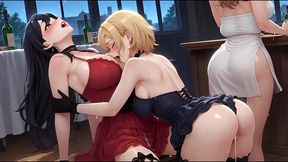 hentai lesbian threesome at a private party full hentai animation