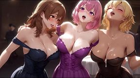 hentai lesbian threesome at a private party full hentai animation