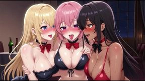 hentai lesbian threesome at a private party full hentai animation