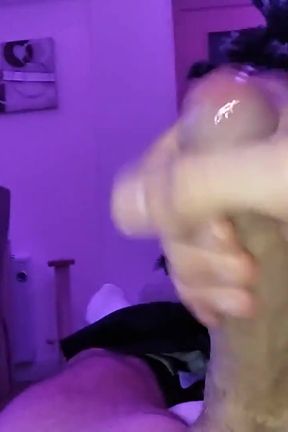 Big Cock Amateur Guy Jerks off in Living Room, Short but Intense Cumshot and Orgasm Under Led Light