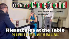GEA DOMINA - HIERARCHIES AT THE TABLE: THE QUEEN, HER LOVER AND THE TWO SLAVES (Italian cuckold)