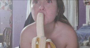 Supping and eating a delicious banana