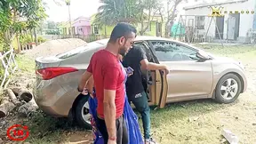 Desi cutie gets hammered by her driver's giant shaft