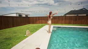 Krispeachi Swims in Jeans Shorts, T-Shirt and Boots (Extended Topless Version)