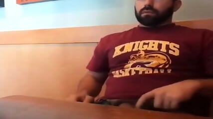 Bearded Bro Public Jerk Off in A Coffee Shop