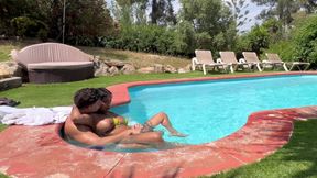 Neighbor Peeking at Us While We Have Sex in the Garden Pool - Yasmina Khan - Brady Bud
