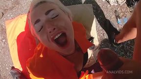 Hot Blonde Deepthroat and Ass Fucking after Escape until Cum on Face CAS031