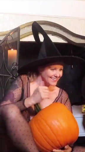 Julia Ann and Jenna Foxx Carve Pumpkins