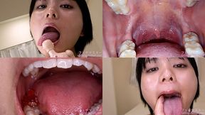 Suzu Monami - Showing inside cute girl's mouth, chewing gummy candys, sucking fingers, licking and sucking human doll, and chewing dried sardines mout-184 - 1080p