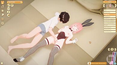 Japanese squirt girls moan gaming while licking lacey lingerie