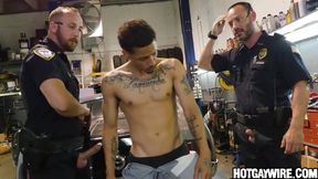 Horny Cops Arrest and Fuck Thug in Intense Interracial Gay Threesome – Part 2