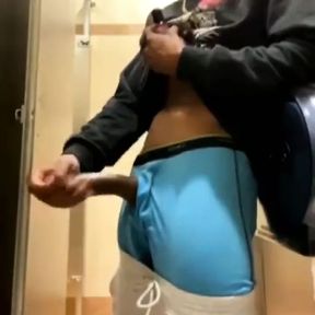 Big Black Cock Jerking Off In Work Bathroom