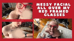 Messy Facial All Over My Red Framed Glasses