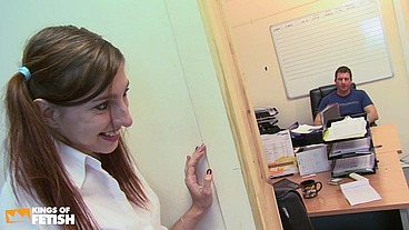 Skinny student sucks her massive teacher and gets tight pussy railed