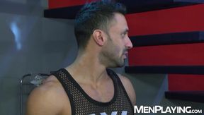 Businessman Alex Graham uses toys and cock to dominated muscular Flex