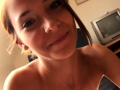 Small titted brunette amateur anal nailed at home