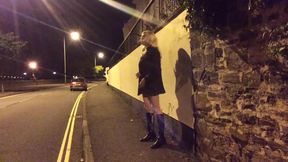Crossdresser outdoor strip nearly caught x