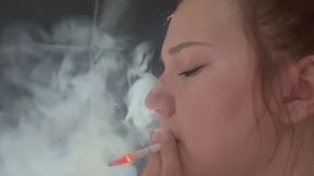 Smoking Yuliana Close Up Nose Exhale