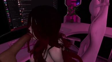 Caught Distraita Latina Redhead Deepthroat Blows While Gaming and VRchat Stream Fails Live