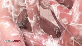 Kinky Asian MILF blows member in shower POV