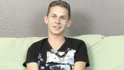 Cute twink has fun at an interview before jerking off