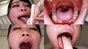 Ayame Tozaki - Showing inside cute girl's mouth, chewing gummy candys, sucking fingers, licking and sucking human doll, and chewing dried sardines - 1080p