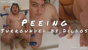 4K Peeing Surrounded by Dildos