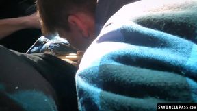 Driver Victorino Stone fucks Lorenzo August while waiting for the tow