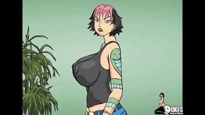 Watch this tattooed alt babe get destroyed by massive cocks in a wild hentai adventure