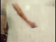 Twerking in bottom out one-piece and shower twerk double