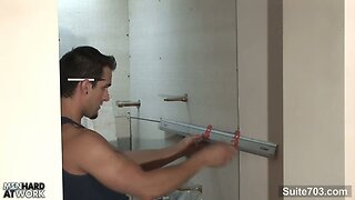 Sexy gay worker getting fucked and jizzed