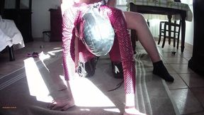 milf on leather catsuit, platform boots roughly fucked and cum on tits