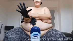 Oily Fat Belly and Boobs Massagewith black Gloves (WMV)