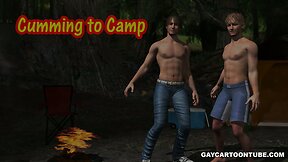 3D stud sucks cock and gets fucked in the ass by a camp fire