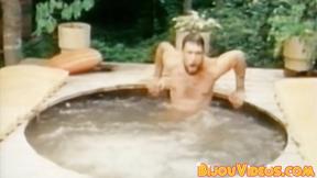 ”Bearded vintage homo strokes while his booty buddies blow”