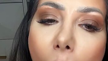 Brunette mom with huge melons masturbates on cam