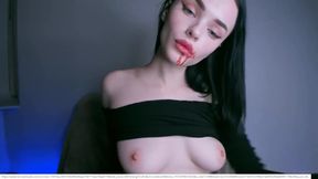 Sexy Russian Cam Girl Black hair , blue eyes blow job