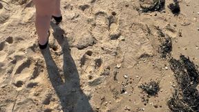 Stripping Out of My Little Black Mini Dress on the Beach and Then Playing with My Body in the Open