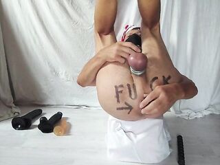 servenaked in peniscage bound up at his feet alone in his chamber playing with the dildos in homosexual booty, at least two same time
