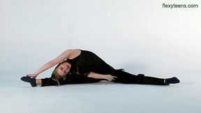 Russian flexible teen Sofya Belaya takes off clothes and shows off yummy snatch