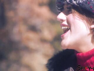 Breasty Brunette hair Is Having Outdoor Sex In The Snow