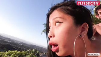 Ember Snow and Jade Kush Share a Massive Cock in Public Threesome