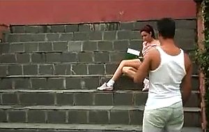 Small boobed gets erect cock inside