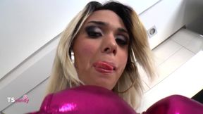 Foreplay with blonde shemale teen