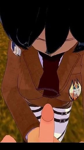 Shingeki No Kyojin Hentai - Mikasa Jerks off Eren, and Then He Fucks Her - Asian Japanese Manga Anime Hentai 3D Porn