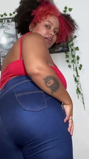 BBW Ebony Farting Beauty in Blue Jeans